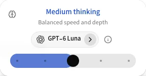The thinking level slider and the model button