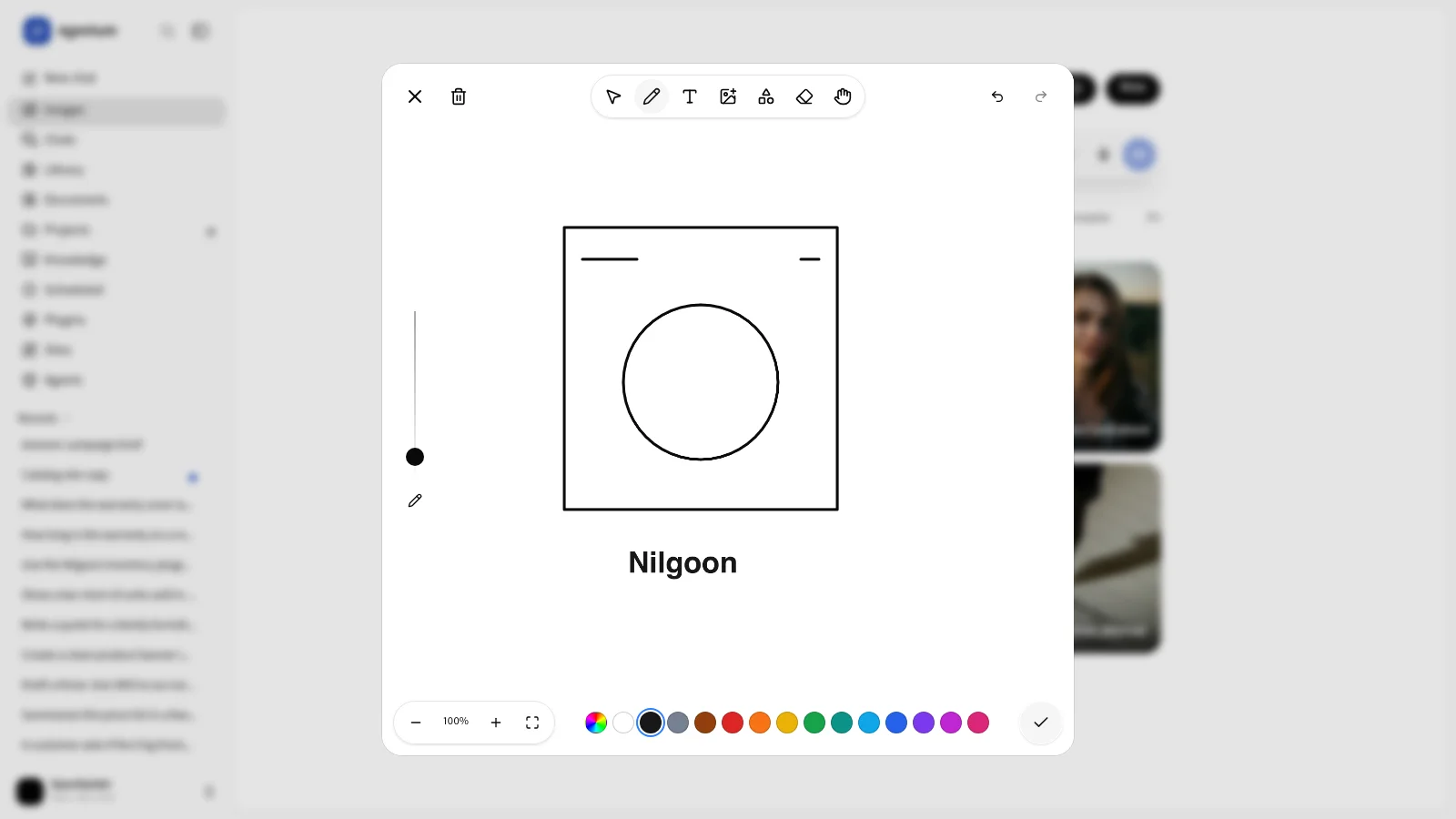 The drawing canvas on the Images page
