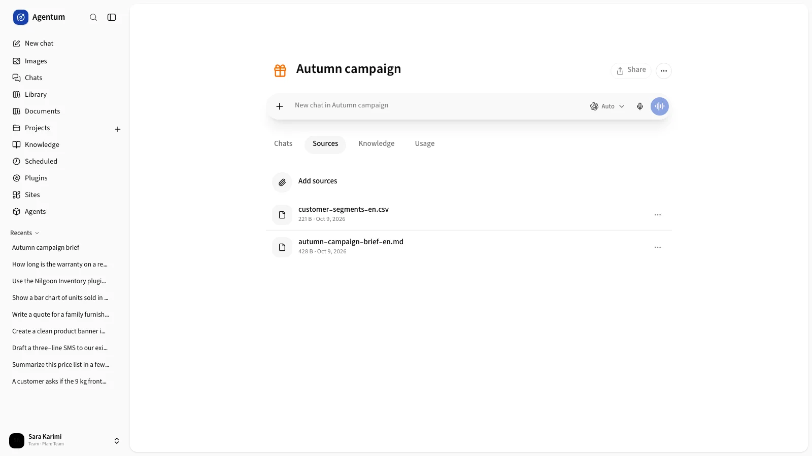 The Sources tab of a project with its files