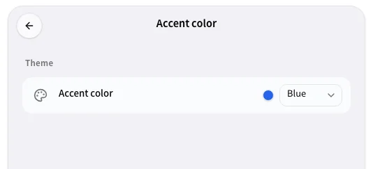 The Accent color page.