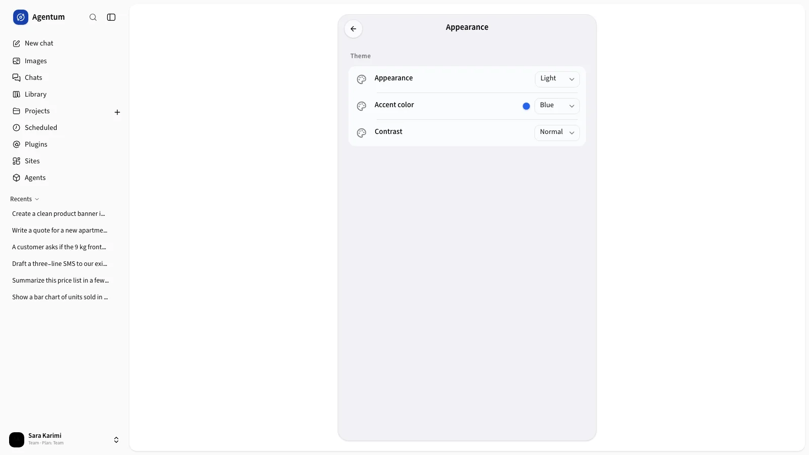 The Appearance page.