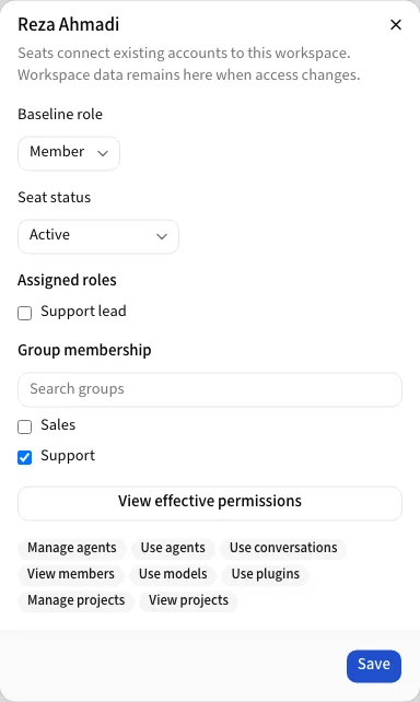 The member editor