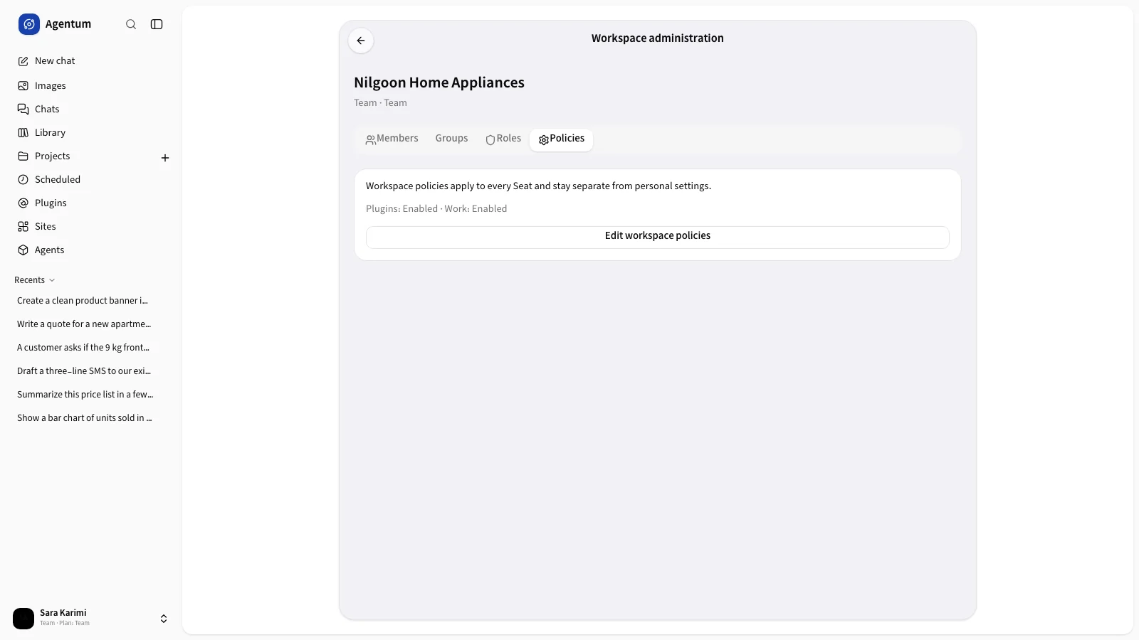 The Policies tab